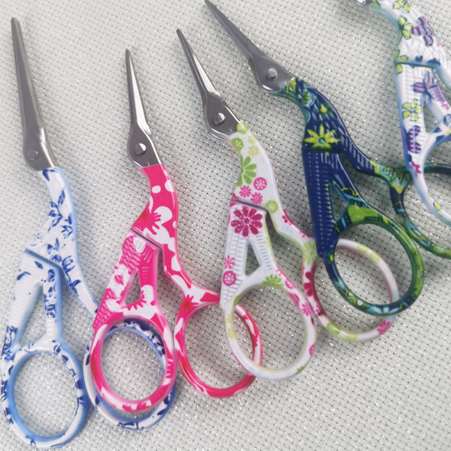 Stork Embroidery Scissors with Cover