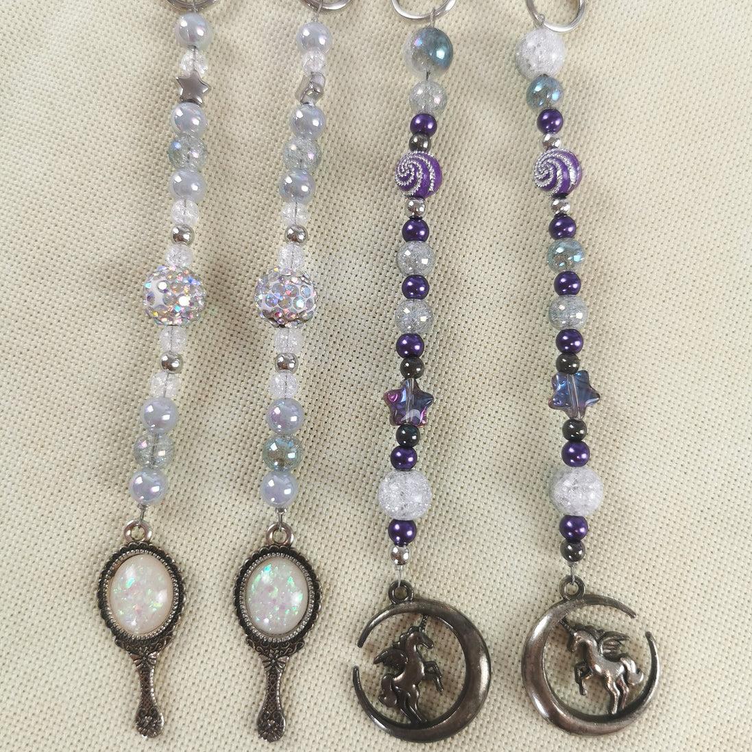 Beaded Scissor Keep. Sparkle Opal Looking Glass / Unicorn Moon