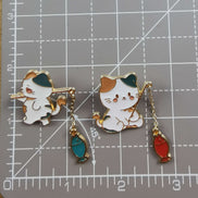 Needle Minder - Fishing Cats (fish charm dangle detail)