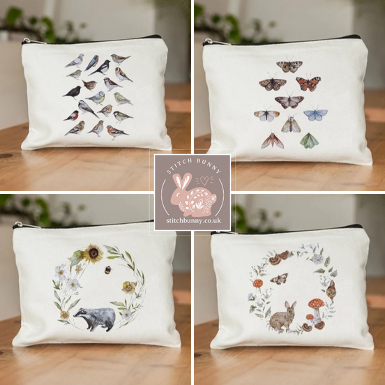 Notions Pouch / Small Travel WIP Project Bag - Wildlife Series