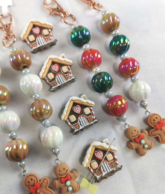 Beaded Scissor Keep & Minder Set - Gingerbread