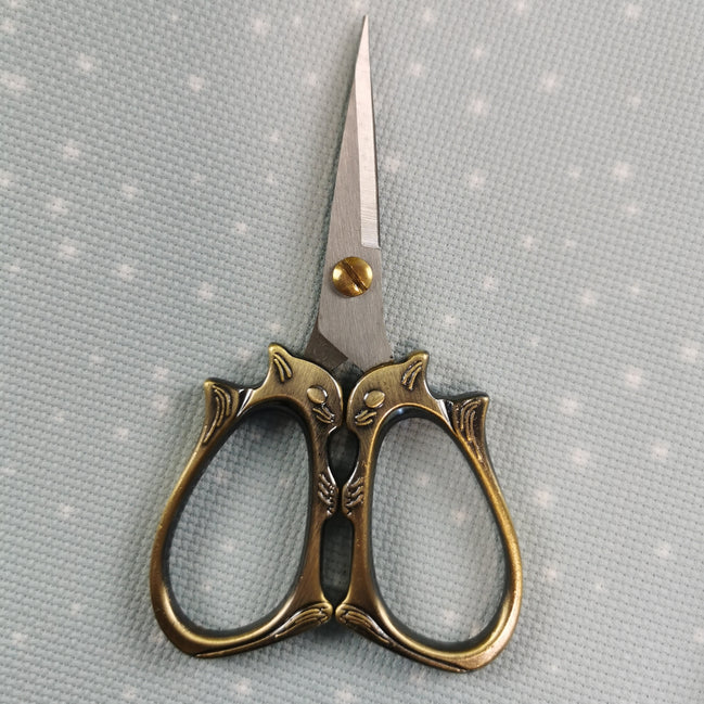 Burnished Gold Squirrel Embroidery Scissors with Cover