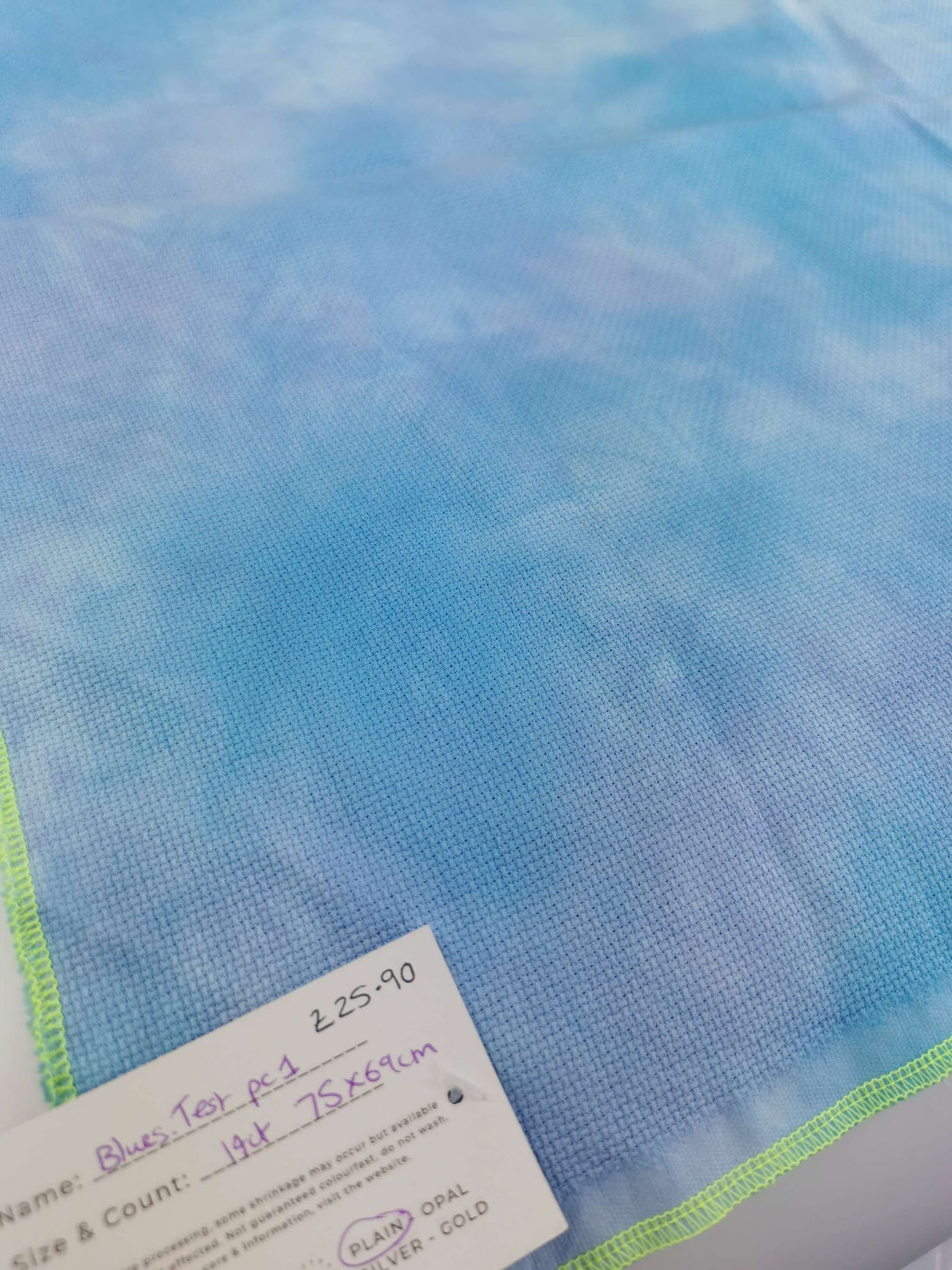 Blues (test piece 1)  Hand Dyed. 14ct Aida.