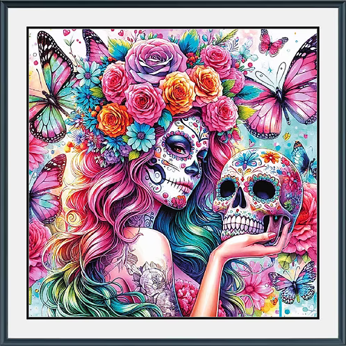 Sugar Skull Beauty MAX size/colour PDF Cross Stitch Pattern Chart