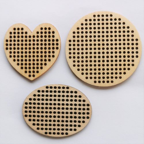 Wooden Stitching blanks - Heart , Circle, Oval