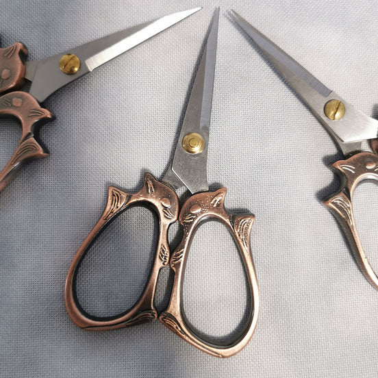 Burnished Copper Squirrel Embroidery Scissors with Cover