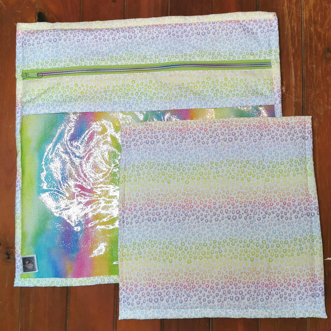 WIP Project Bag - Rainbow Leopard GLITTER front.
