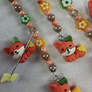 Beaded Scissor Keep & Minder Set - Flowery Fox