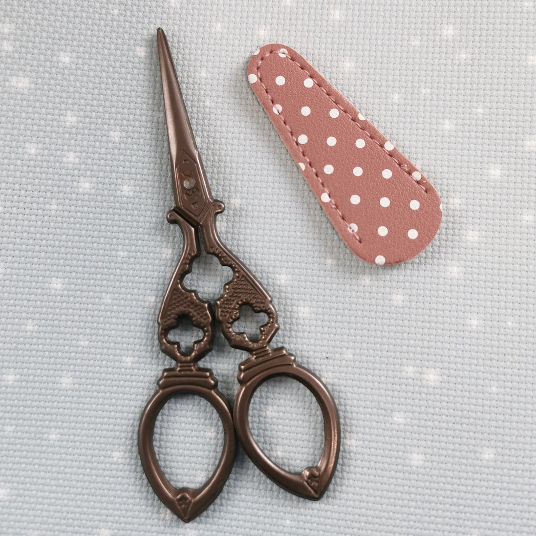 Grey Brown Matte Embroidery Scissors with Cover