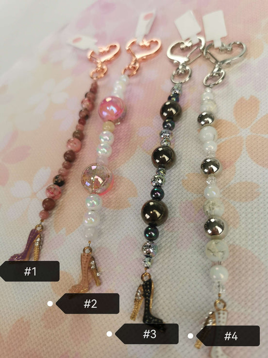 Beaded Scissor Keep. Heart Clasp High Heel