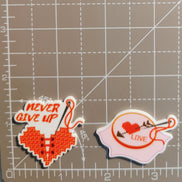 Needle Minder - Cross Stitch Love Hearts, Never Give Up