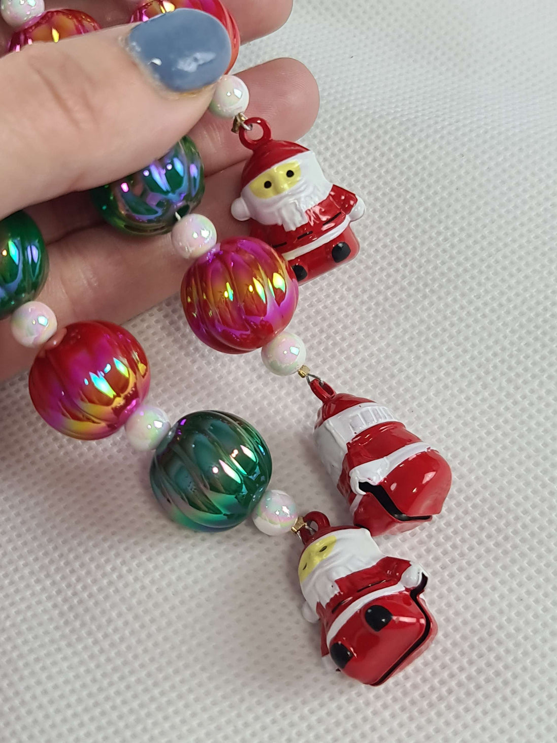 Beaded Scissor Keep. Santa Bell