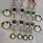 Beaded Scissor Keep & Minder Set - Snowflake Penguin