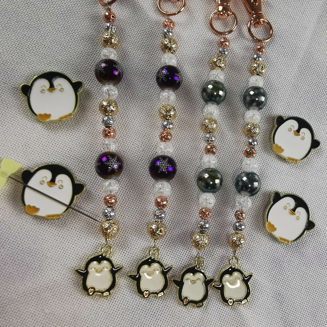 Beaded Scissor Keep & Minder Set - Snowflake Penguin