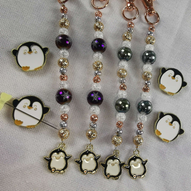 Beaded Scissor Keep & Minder Set - Snowflake Penguin
