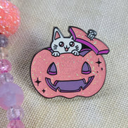 Beaded Scissor Keep & Minder Set - Glittery Pumpkin Witch