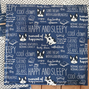 WIP Project Bag - Frenchie Doodles (blue)