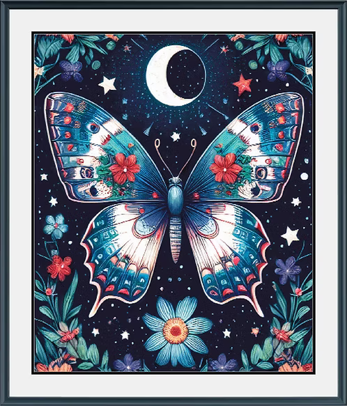 Midnight Butterfly PDF Cross Stitch Pattern Chart
