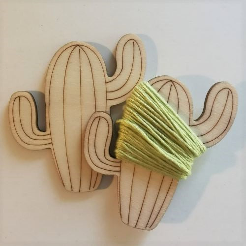 Wooden floss bobbins. Western Cactus