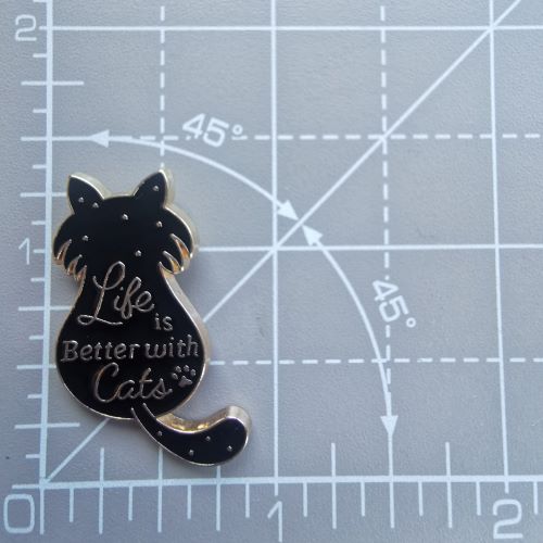 Needle Minder - Life is Better with Cats. Black Cat.