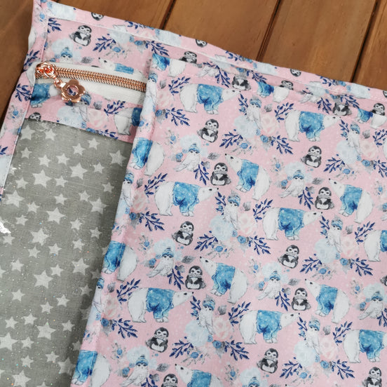WIP Project Bag - Winter Friends GLITTER front.