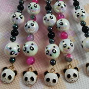 Beaded Scissor Keep. Panda Hand Decorated Iridescent Beads