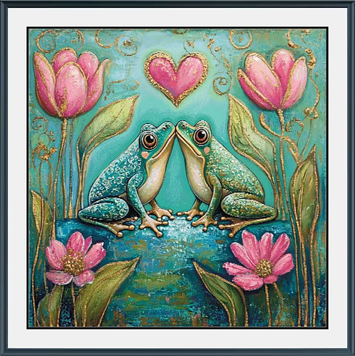Amorous Frogs PDF Cross Stitch Pattern Chart