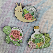Needle Minder - Floral Animals. Turtle. Snail. Bottled Frog.