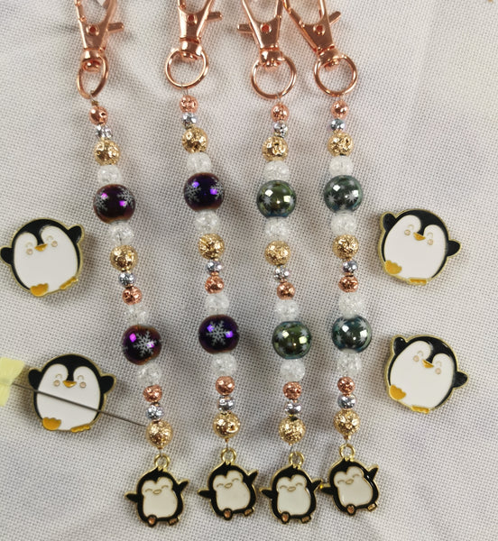 Beaded Scissor Keep & Minder Set - Snowflake Penguin