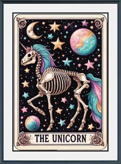 Skeleton Tarot - The Unicorn PDF Cross Stitch Pattern Chart