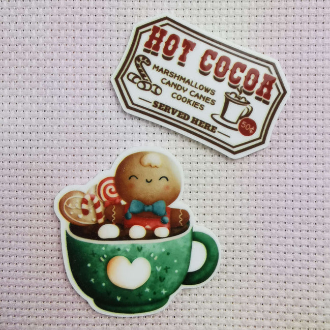 Needle Minder -  Hot Cocoa, Marshmallow Gingerbread Man Cup