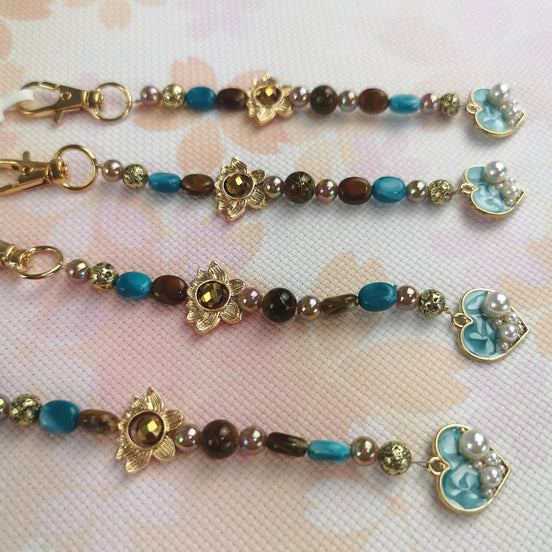 Beaded Scissor Keep. Floral Centre Accent & Heart Charm