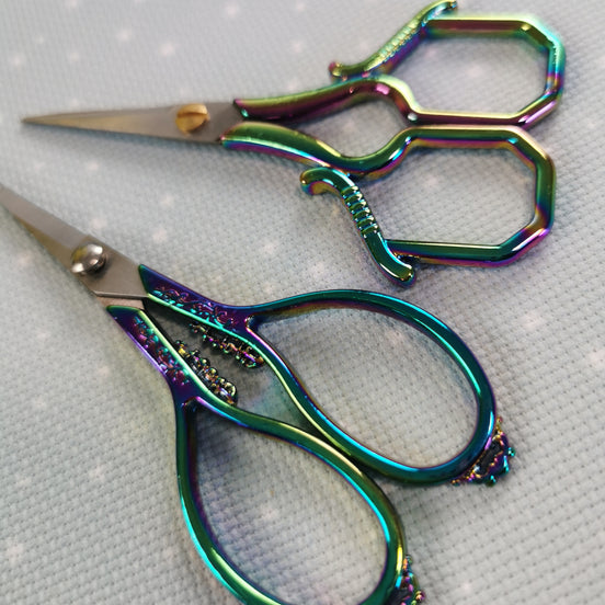 Rainbow Oval / Squared Embroidery Scissors with Cover