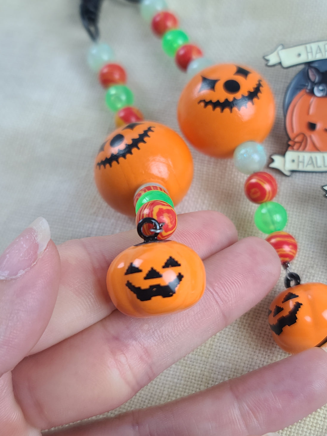 Beaded Scissor Keep & Minder Set - Happy Halloween