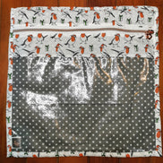 WIP Project Bag - Christmas Robin GLITTER front.  LEFT HANDED
