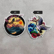 Needle Minder - Sakura Mountain Sunset Bird / Beautiful Crane