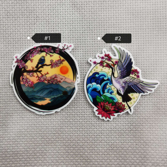 Needle Minder - Sakura Mountain Sunset Bird / Beautiful Crane