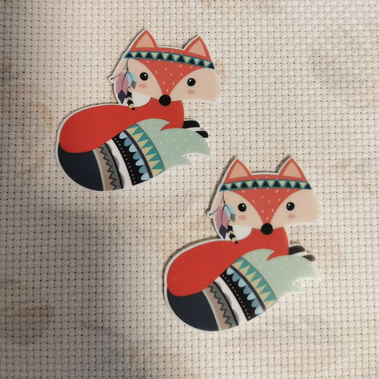 Needle Minder - Colourful little feather Fox.