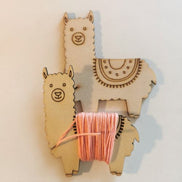 Wooden floss bobbins. Happy Llama