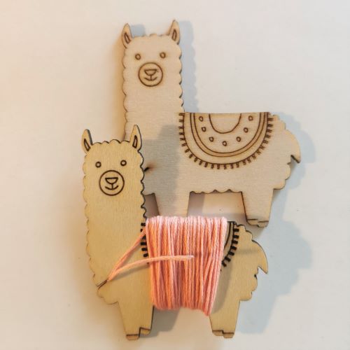 Wooden floss bobbins. Happy Llama