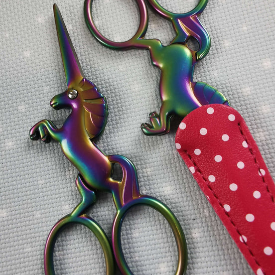 Rainbow Unicorn Embroidery Scissors with Cover