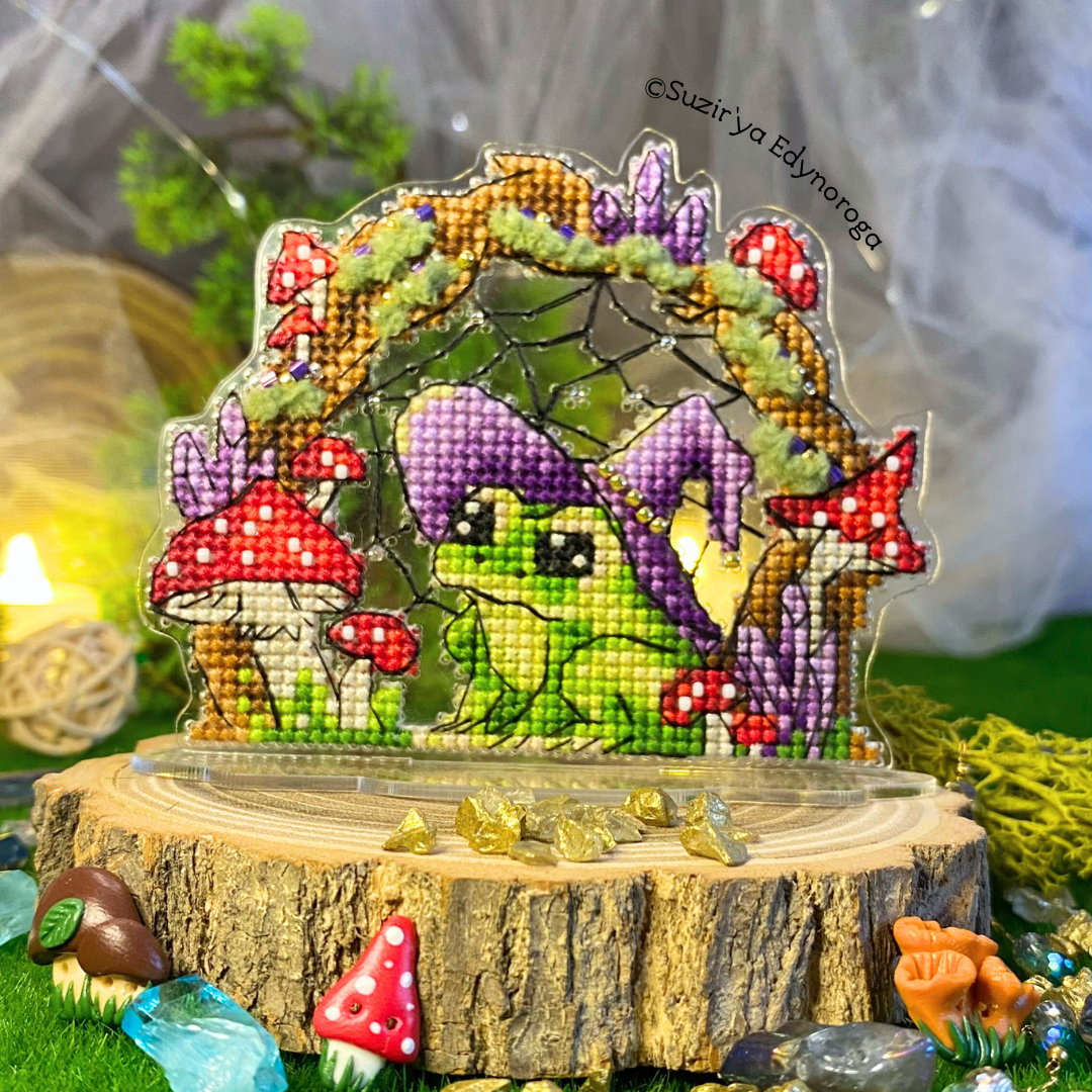 Little halloween frog. Cross Stitch Ornament Kit.