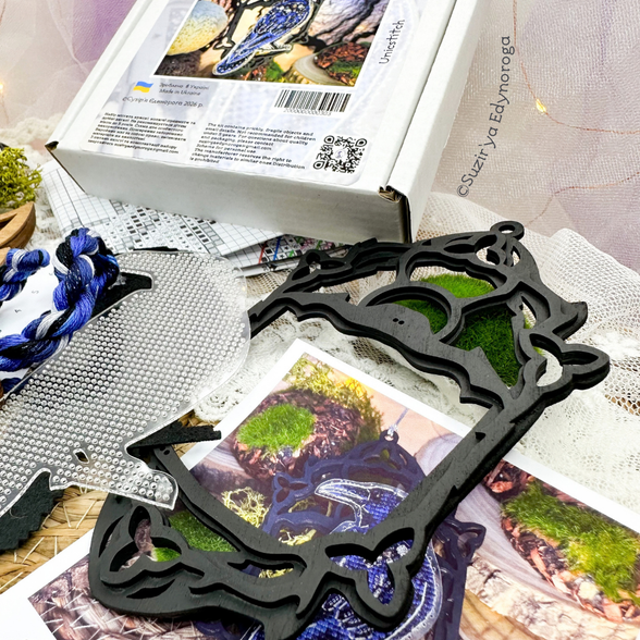 UNICSTITCH Raven. Cross Stitch Ornament Kit.