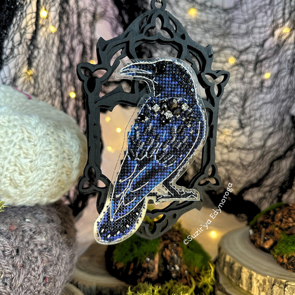 UNICSTITCH Raven. Cross Stitch Ornament Kit.