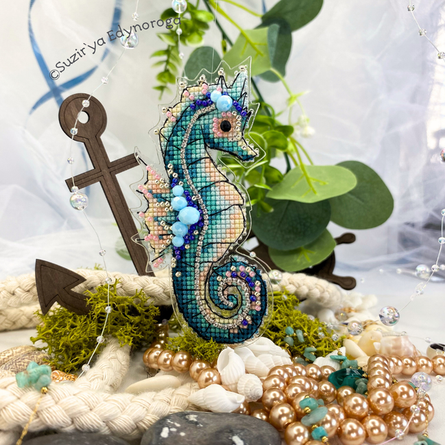 Seahorse. Cross Stitch Ornament Kit.
