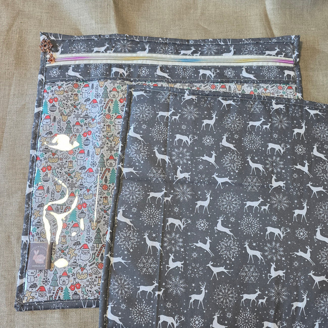 WIP Project Bag - Festive Deer & Doodles