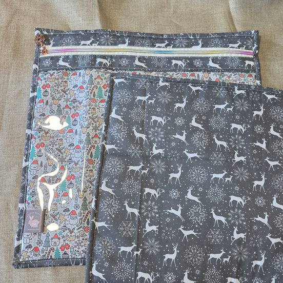 WIP Project Bag - Festive Deer & Doodles