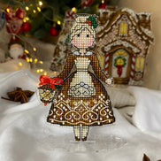 Gingerbread Mr & Mrs Santa (2 in 1). Cross Stitch Ornament Kit.
