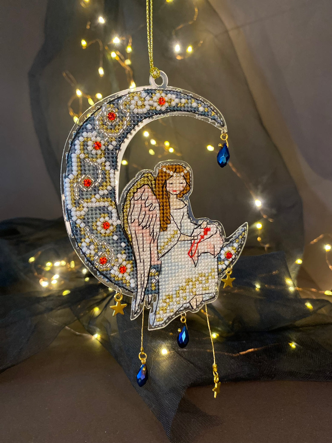Moon angel. Cross Stitch Ornament Kit.