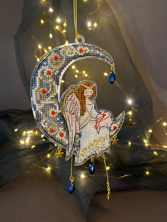 Moon angel. Cross Stitch Ornament Kit.